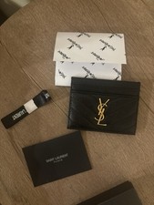 Saint Laurent Black Women's Credit Card Wallet with Logo Accent