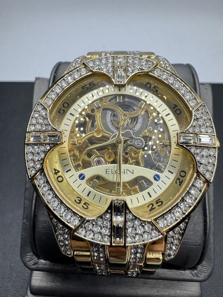 Elgin Skeleton Dial Gold Tone Automatic Men's Watch TY2807 LS(292677)