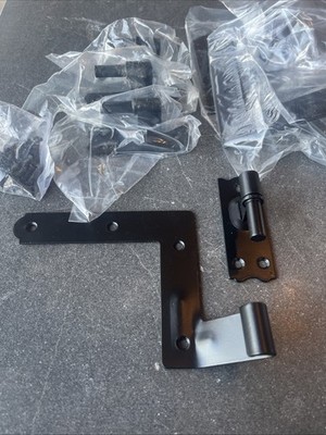 (4) Exterior L-Strap Shutter Hinge For Wood Siding 1-1/16'' Offset Black Steel