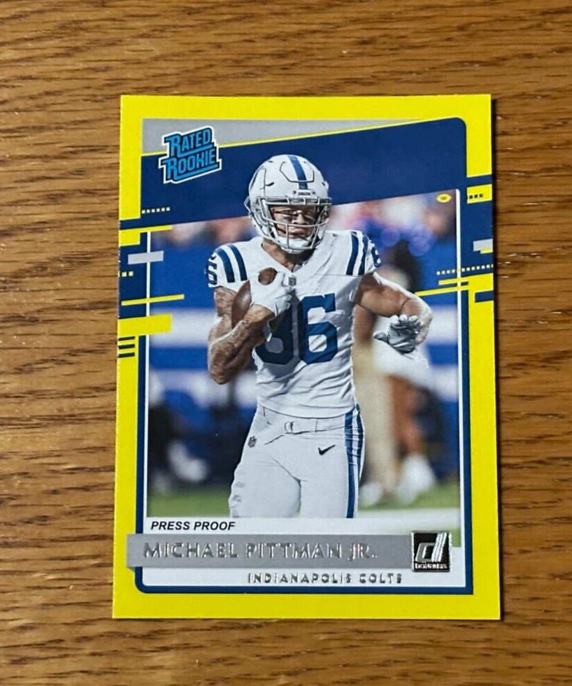 MICHAEL PITTMAN JR. 2020 Panini Donruss #322 Rated Rookie RC Press Proof Yellow