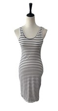 Shein Blue White Stripe Bodycon Dress Size Medium 6 Stretch Nautical