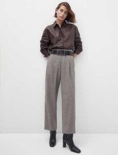 Massimo Dutti High-Waisted Wool & Viscose Bro...