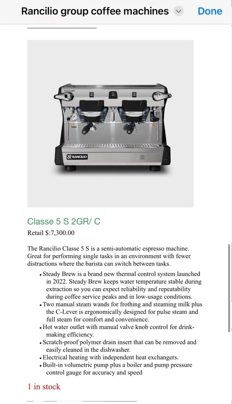 Rancilio Commercial Cappuccino & Espresso Machines
