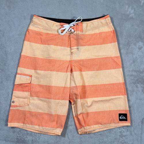 Quiksilver Boardshorts Herren Größe 28 Taille orange gestreift schnelltrocknend Strand Surfen
