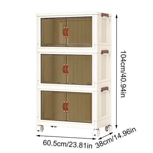 3/4/5 Pack Collapsible Storage Bins Wheels Cart Stackable Organizer Box Cabinet - Picture 23 of 25