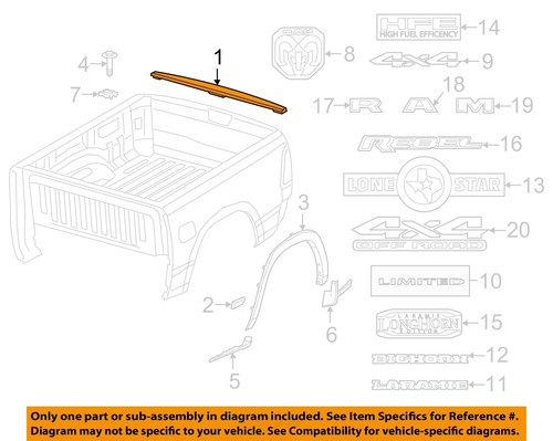 CHRYSLER OEM 19-23 1500 Pick Up Box Exterior Trim-Spoiler 68292635AC