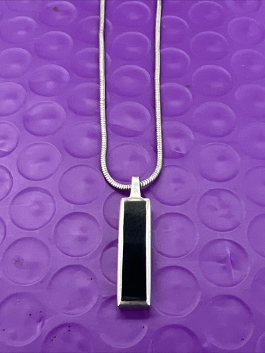 ❤️ Schöne 16 Zoll verstellbare schwarze Onyx schmale Anhänger Halskette