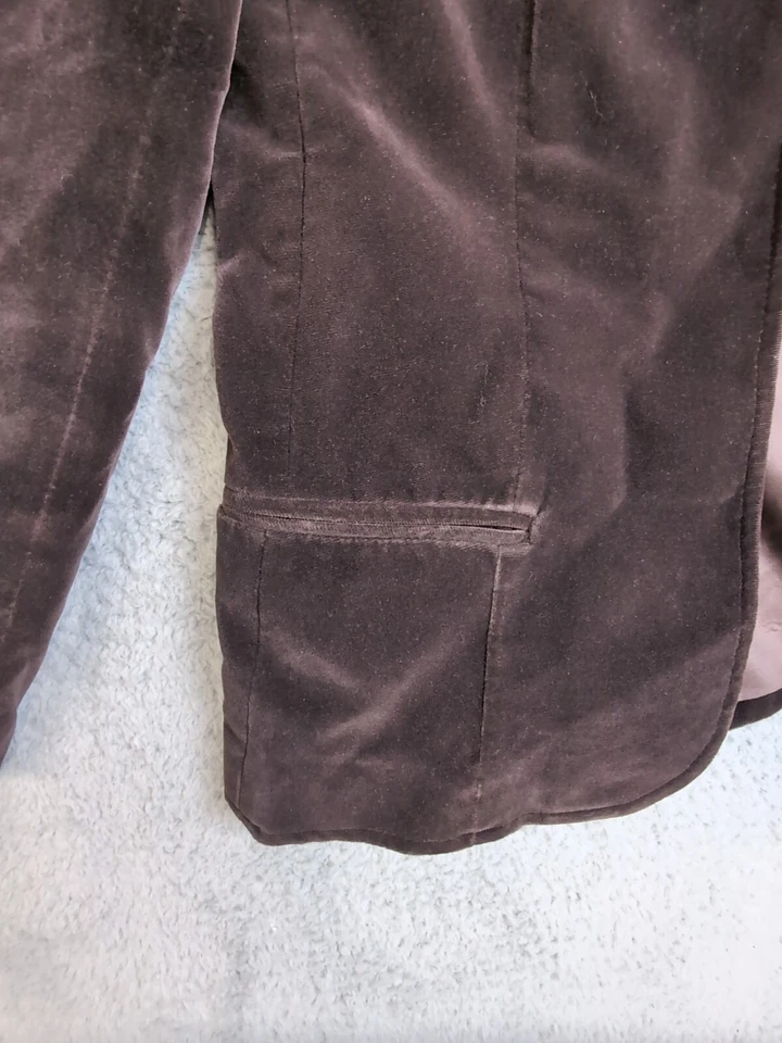 Blazer Koret Vintage Mujer Hecho en Unión Frente Abierto Terciopelo Marrón Forrado Chaqueta Foto 4 de 4