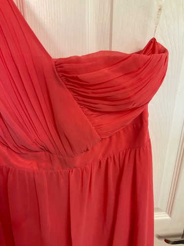 Lipsy - Coral One Shoulder Fit & Flare Dress Size Uk 12 - Picture 3 of 10