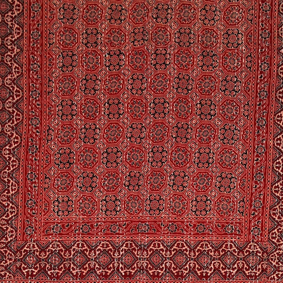 Индийский ручной блок печати лоскутное одеяло Kantha покрывало хлопок одеяло красный Gudari плед - Изображение 3 из 4