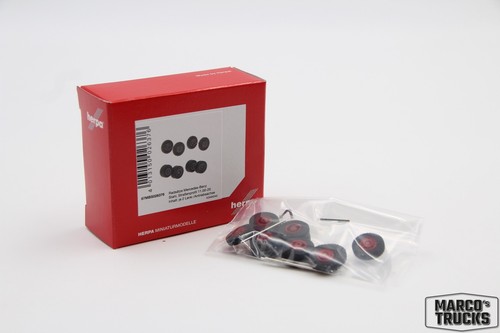 Herpa Accessories MBS Radsätze MB LPS Stahl (ochsenblutrot) No. 87MBS026376 1:87