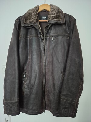 ARMA - Herren Lederjacke Abnehmbarer Pelzkragen dunkelbraun