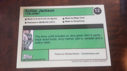 2008 TOPPS MEGO MUSEUM ACTION JACKSON ARMY PROMO CARD ONLY 30 PRODUCED # 12 - Picture 2 of 2