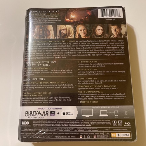 Game Of Thrones - The Complete Fifth Season Blu Ray + Digital HD + Exclusive New - Picture 2 of 4