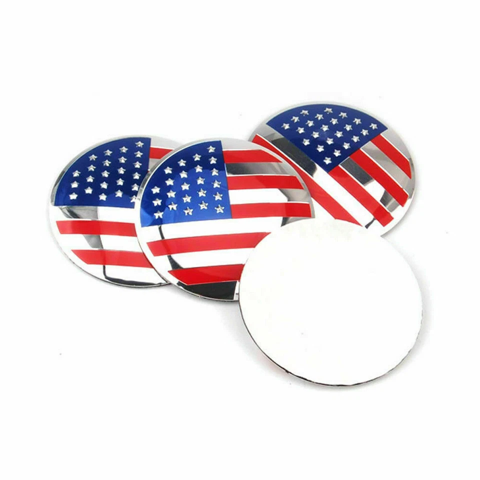 4x 56mm United States USA Flag Car Wheel Center Hub Caps Sticker Decal Emblem - Image 2 of 3
