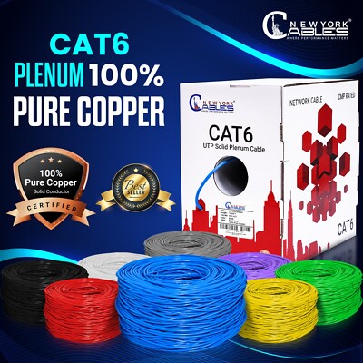 TSCables | Cat6 Plenum (CMP) 1000ft Cable, 23AWG | 100% Solid Bare Copper | 550MHz, PoE (4PPoE) | Unshielded Twisted Pair (UTP) Bulk Ethernet Cable, Available In 10 Colors (Blue, 1000ft - Foto 9