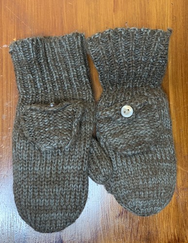 Kids Size Small 3pc Set Hat Beanie Scarf Mittens Knitted Brown Blue - Picture 4 of 12