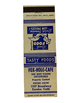 FOX-HOLE-CAFE  Matchbook Matchcover - EUREKA, CALIFORNIA