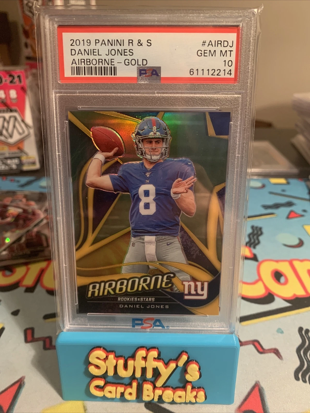 Daniel Jones Panini Rookies & Stars Airborne #AIRDJ Gold