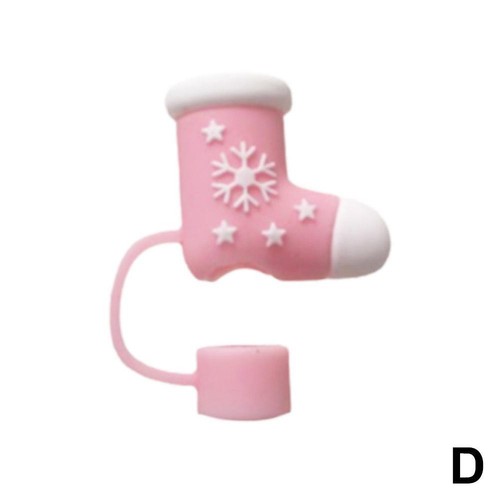 Christmas Series Silicone Straw Cap Cartoon Straw Cover Pink Santa, Snowman D9 - Picture 23 of 25
