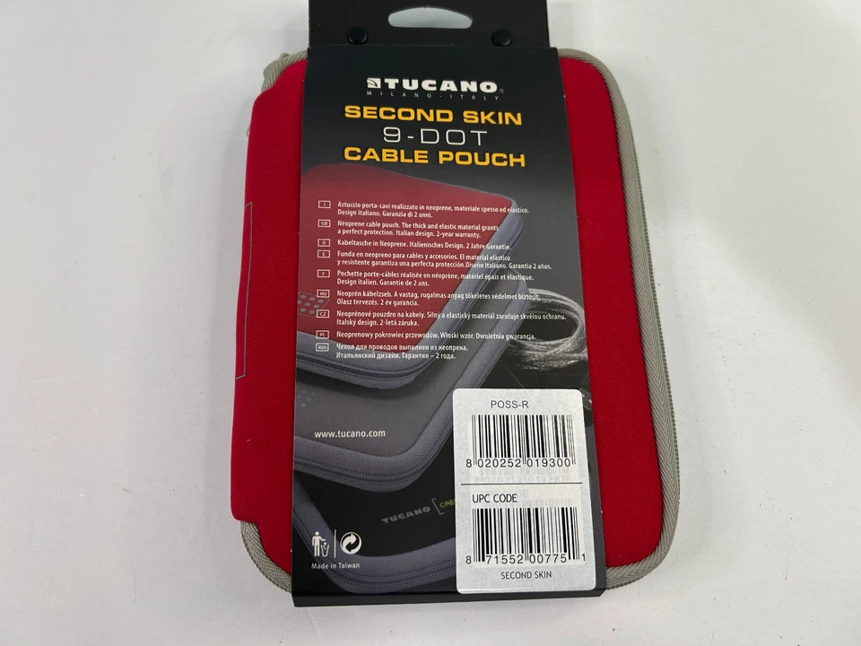 Bolsa de cabo de neoprene Tucano Second Skin 9DOT vermelha - Imagem 2 de 3