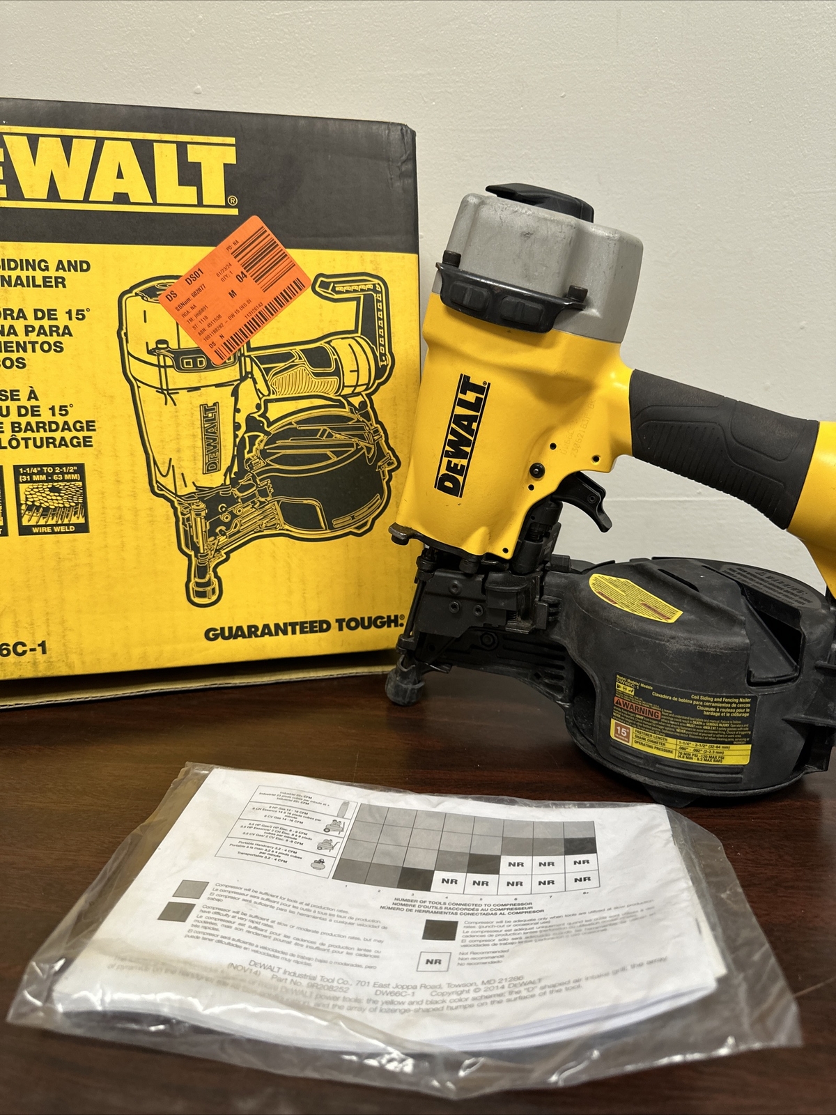 DeWalt Pneumatic 15 Degree Coil Siding & Fencing Nailer Model DW66C1