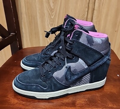 Nike Dunk Sky Hi Suede Hidden Wedges Camo Black Pink 543258