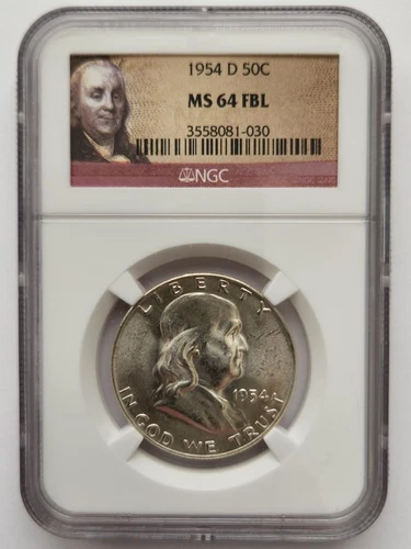 1954-D Franklin 50C Half Dollar NGC 64 FBL Full Bell Lines Silver