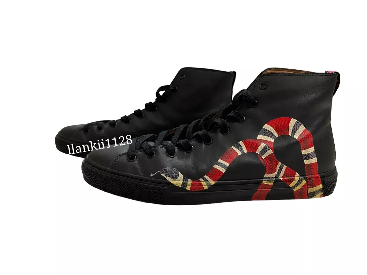 visdom Layouten forskellige Gucci Black Leather Snake High Top Sneakers Size 8 | eBay