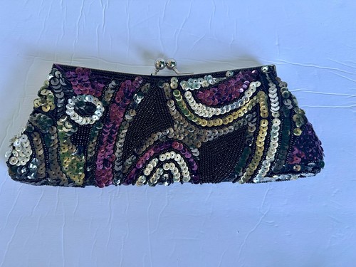 Bolso de noche vintage VECCELI ITALY con cuentas y lentejuelas - Imagen 5 de 5