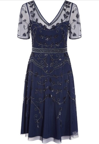 Adrianna Papell Womens Embellished Cocktail and Evening Party Dress Navy Size 6 - Picture 2 of 14