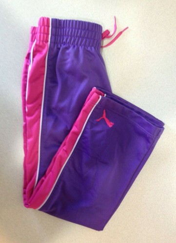 PUMA Girls Purple Pink Elastic Waist Polyester Jogging Pants Joggers Size Small