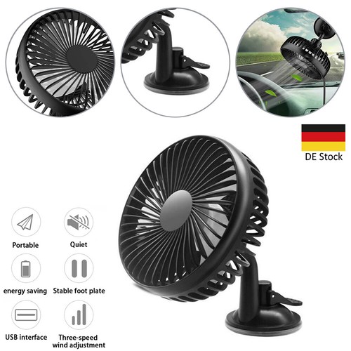 12V-24V Ventilator Lüfter für Auto PKW KFZ Saugnapf Auto Ventilator USB Kühler - Picture 2 of 11
