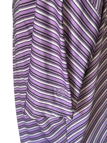 St Andrew’s of Scotland Men’s Polo Shirt Size Large Purple White Black Stripes - Picture 4 of 9