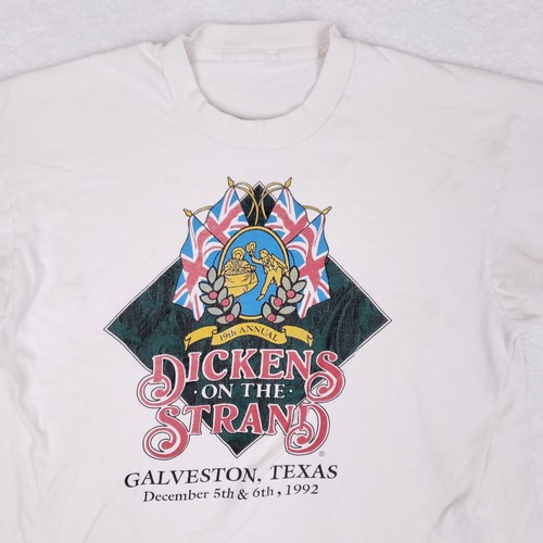 Vintage Dickens On The Strand T Shirt 1992 Medium White Graphic Texas Event 90s - Picture 2 of 10