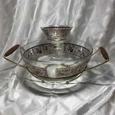 Vtg Mid Century Chip And Dip Server W/caddy 