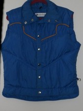 Obermeyer Down Vest Men SZ Med Vintage Carson Blue Western Snap Front Ski Snow