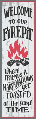 Rustic Where Friends get Toasted Welcome to our Firepit Sign Yard Campsite 