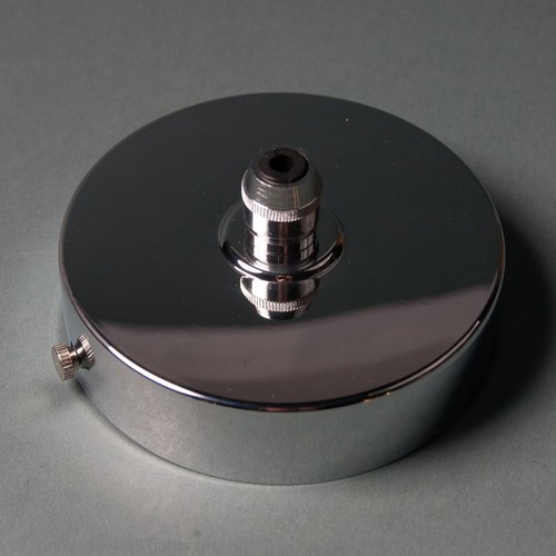 Placa de cubierta de techo de accesorios de iluminación cromada de 100 mm con agarre de cable - Imagen 1 de 2