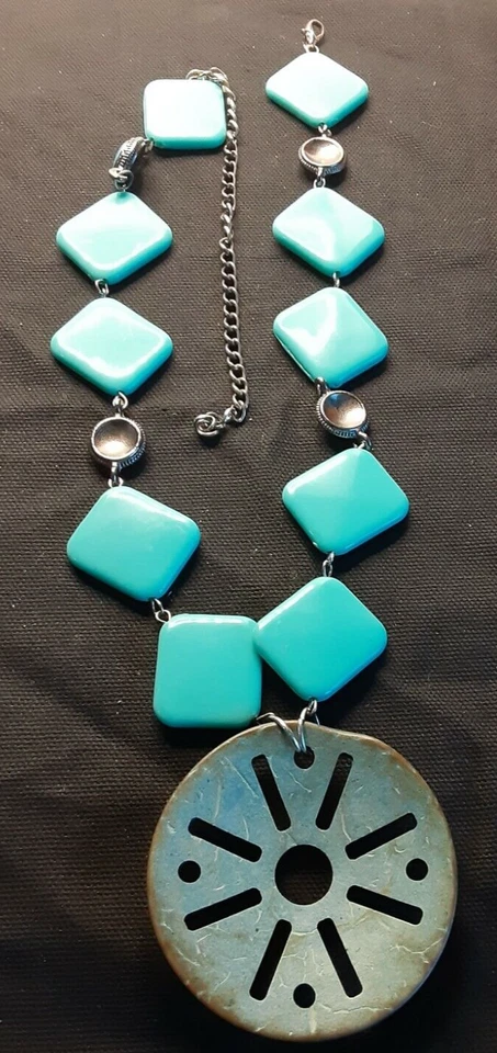 Collar Gota Resina con Colgante/Cuentas Turquesa - Bisutería 5/17-14 Foto 3 de 4