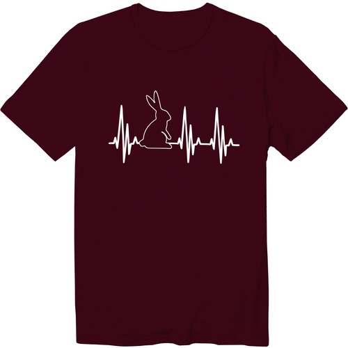 Heartbeat Bunny Rabbit Mens Unisex Crew Neck T-Shirt - Picture 17 of 34
