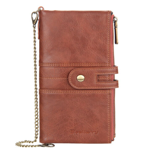 Mens Leather Wallet RFID Bifold with Chain and Zipper Coin Pocket Biker Trucker - Picture 45 of 50