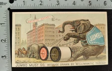 1882 Willimantic Thread Trade Card ~ Jumbo Must Go