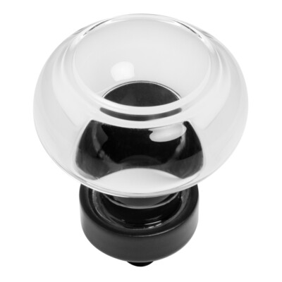 Cosmas Cabinet Hardware Flat Black Knob with Clear Glass #6355FB-C