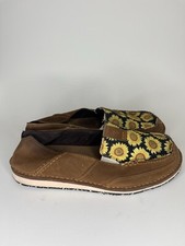 Ariat Women's Canvas Suede Leather Loafers Sunflowers Size 42.5 US 11B Brown