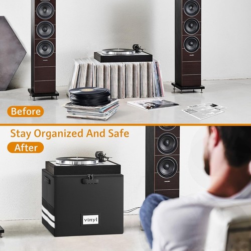 Vinyl Schallplatte Aufbewahrungsbox mit Schloss, Feuerfest Wasserdicht Beständig Organizer - Bild 9 von 9