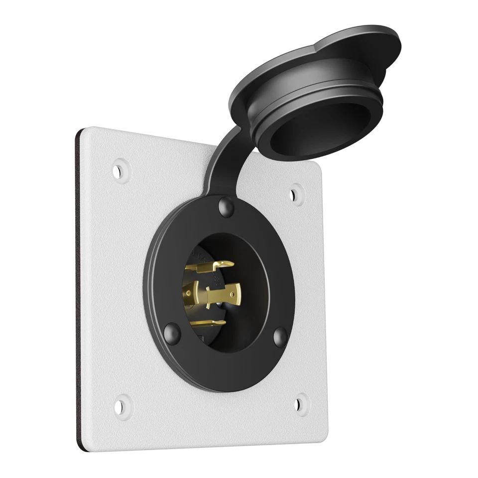 30 AMP 2-Gang L14-30 Twist Turn Locking Power Flanged Inlet Receptacle 30A FS FD - Image 2 of 4