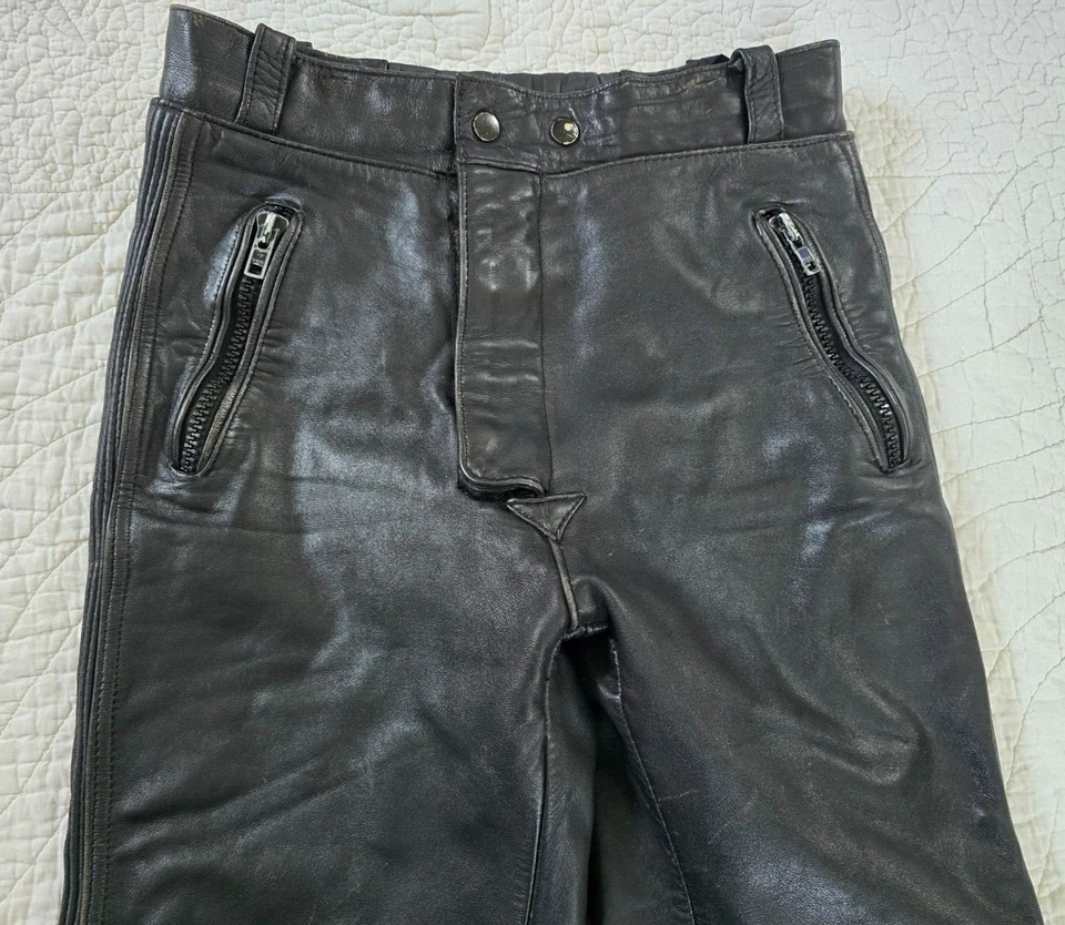 Pantalones de cuero Nelson Rigg talla/30 negros motociclista carreras Foto 3 de 4