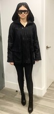 New Womens G.e.t. General Equipment Black Hooded Trench Rain Coat Jacket S