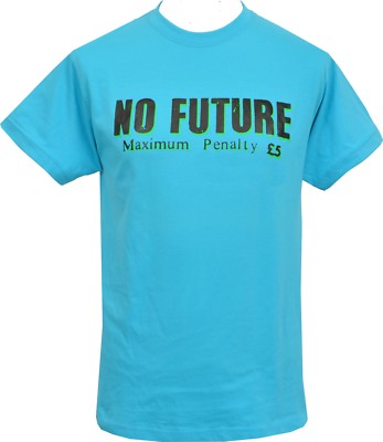 MENS BLUE T-SHIRT NO FUTURE SEDITIONARIES 1977 ORIGINAL LONDON PUNK ROCK 1977